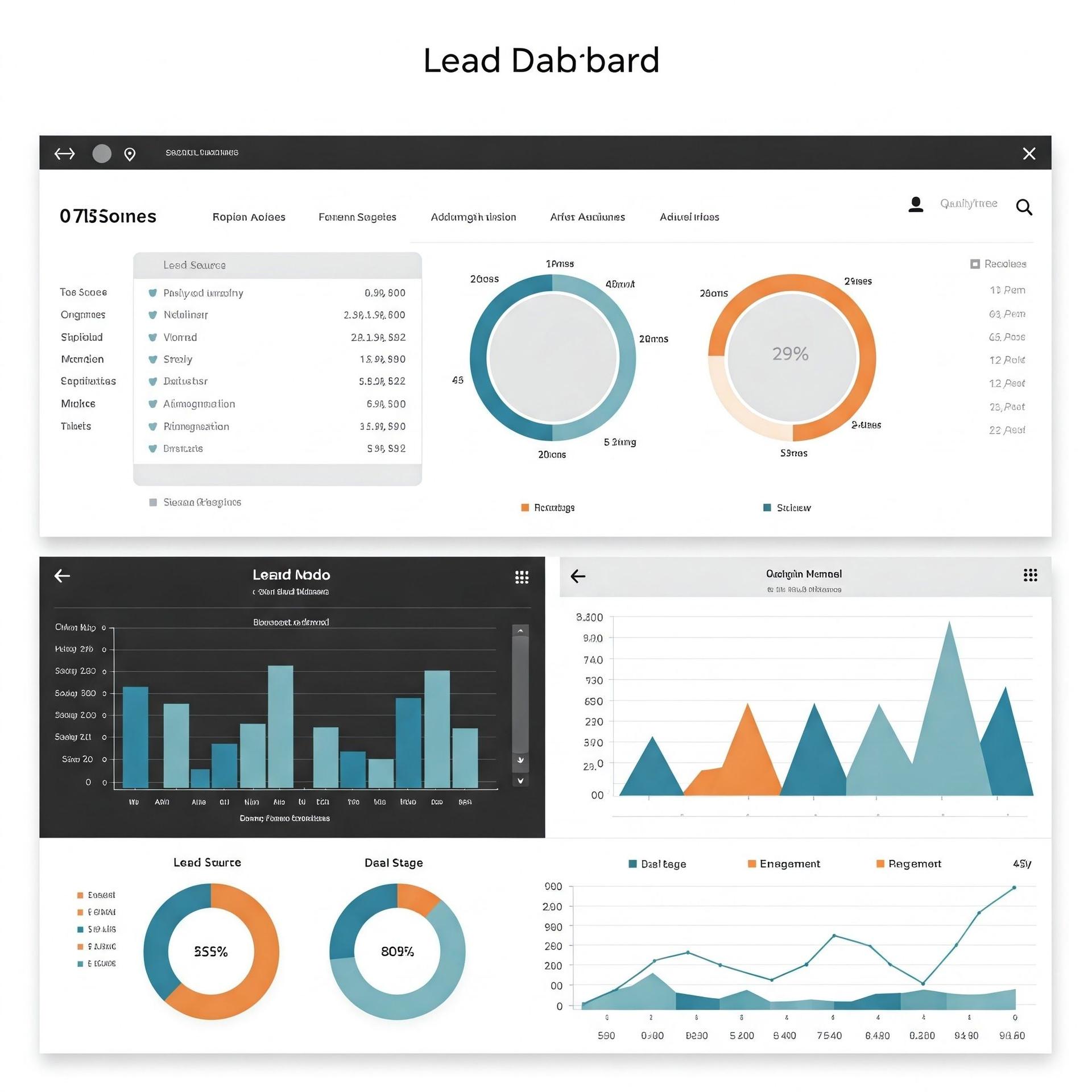 Image of a CRM dashboard showing lead data in an organized and insightful way